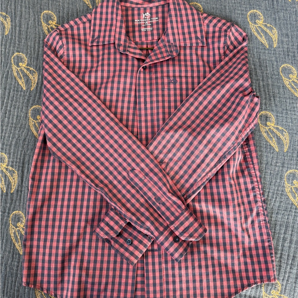 Boys Southern Tide Red and Blue Checkered Shirt